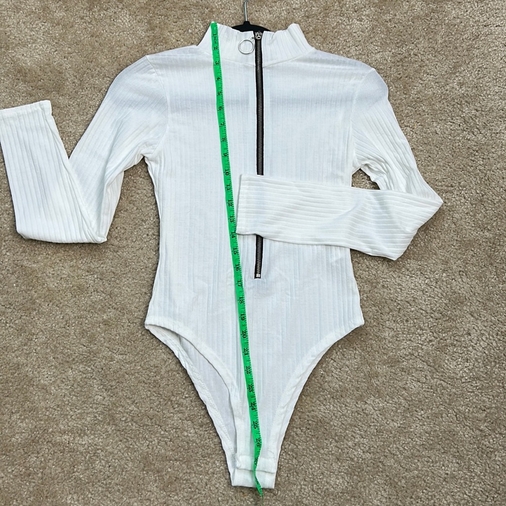 White zip up bodysuit